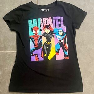 Girls Marvel Superhero Spiderman, Captain America, Black Widow Tee XL 14/16
